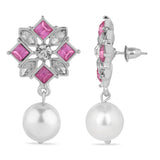 Accessorize London Women's Pink & Pearl Short Drop Earring