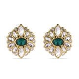 Accessorize London Women's Emerald Green Floral Stud Earring