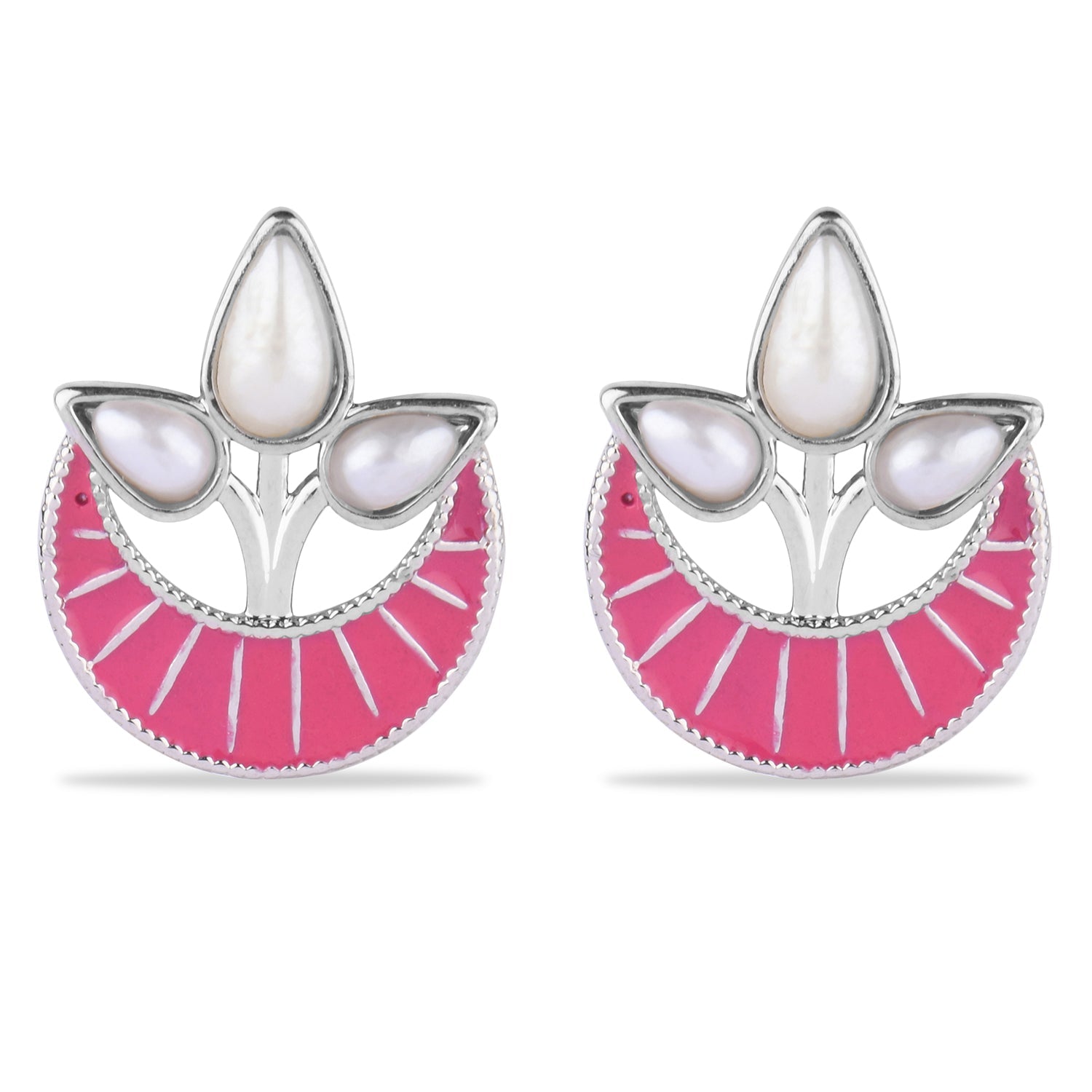 Accessorize London Women's Pink Crescent Stud Earring