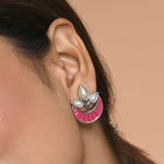 Accessorize London Women's Pink Crescent Stud Earring