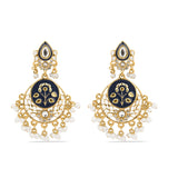 Accessorize London Women's Gold & Navy Meenakari Chandbali Earring