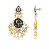 Accessorize London Women's Gold & Navy Meenakari Chandbali Earring