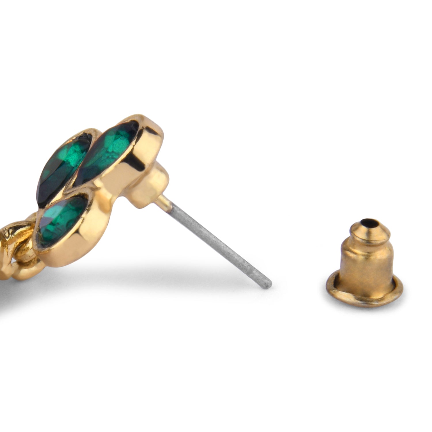 Accessorize London Women's Emerald Green Studded Teardrop Earring