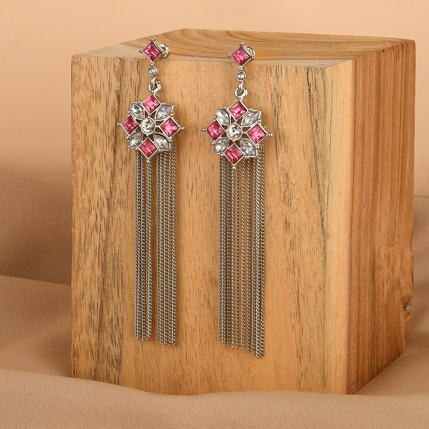 Accessorize London Women's Pink Statement Tassel Earring