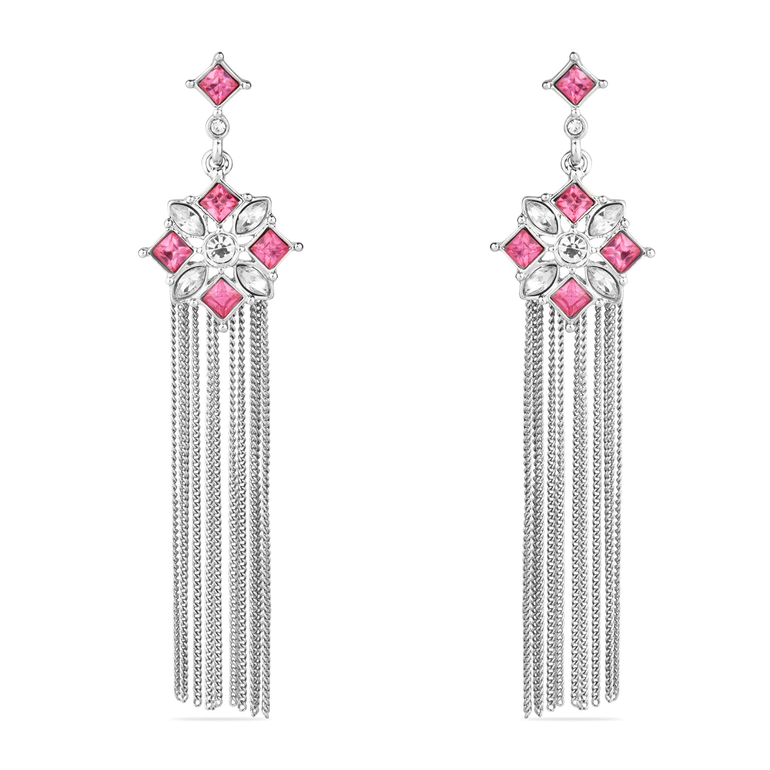 Accessorize London Women's Pink Statement Tassel Earring