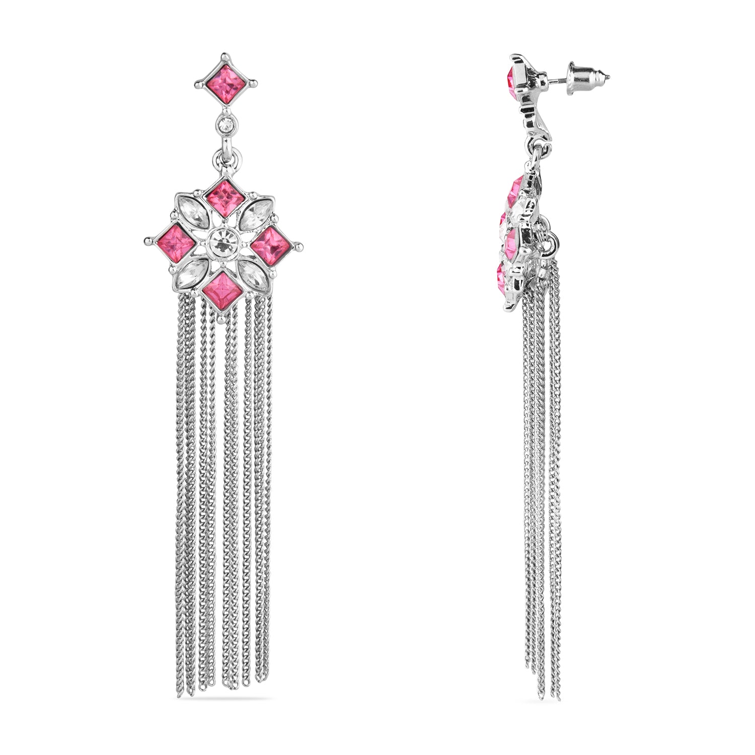 Accessorize London Women's Pink Statement Tassel Earring