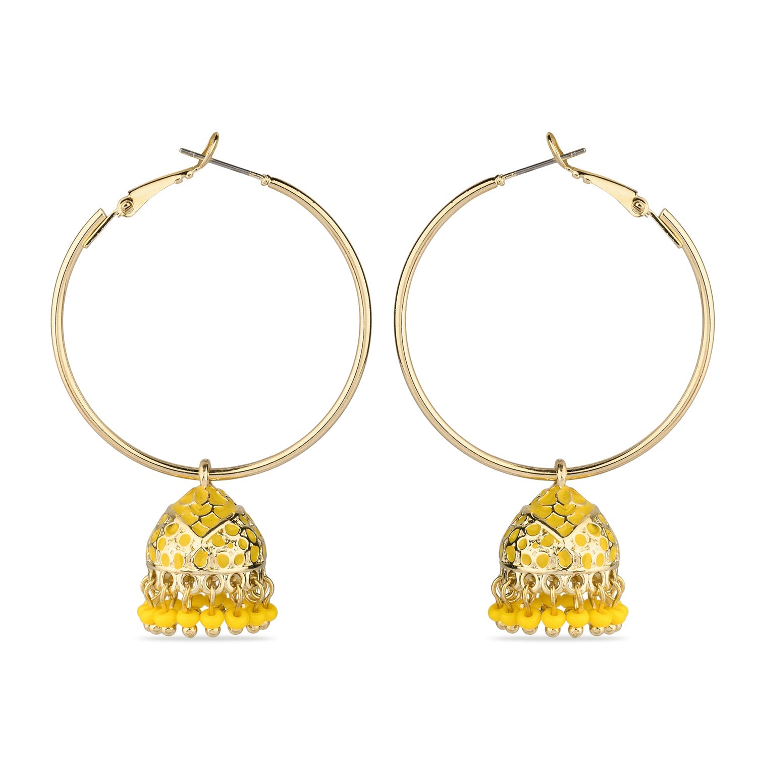 Accessorize London Women's Meenakari Yellow Dome Jumka Earring
