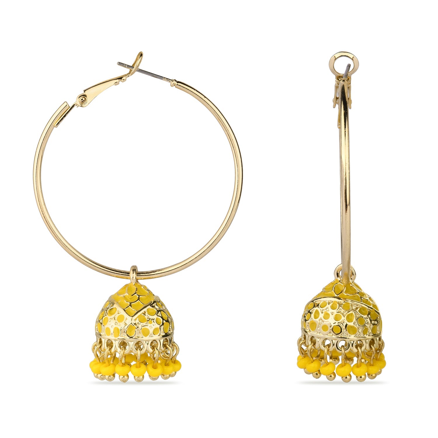 Accessorize London Women's Meenakari Yellow Dome Jumka Earring