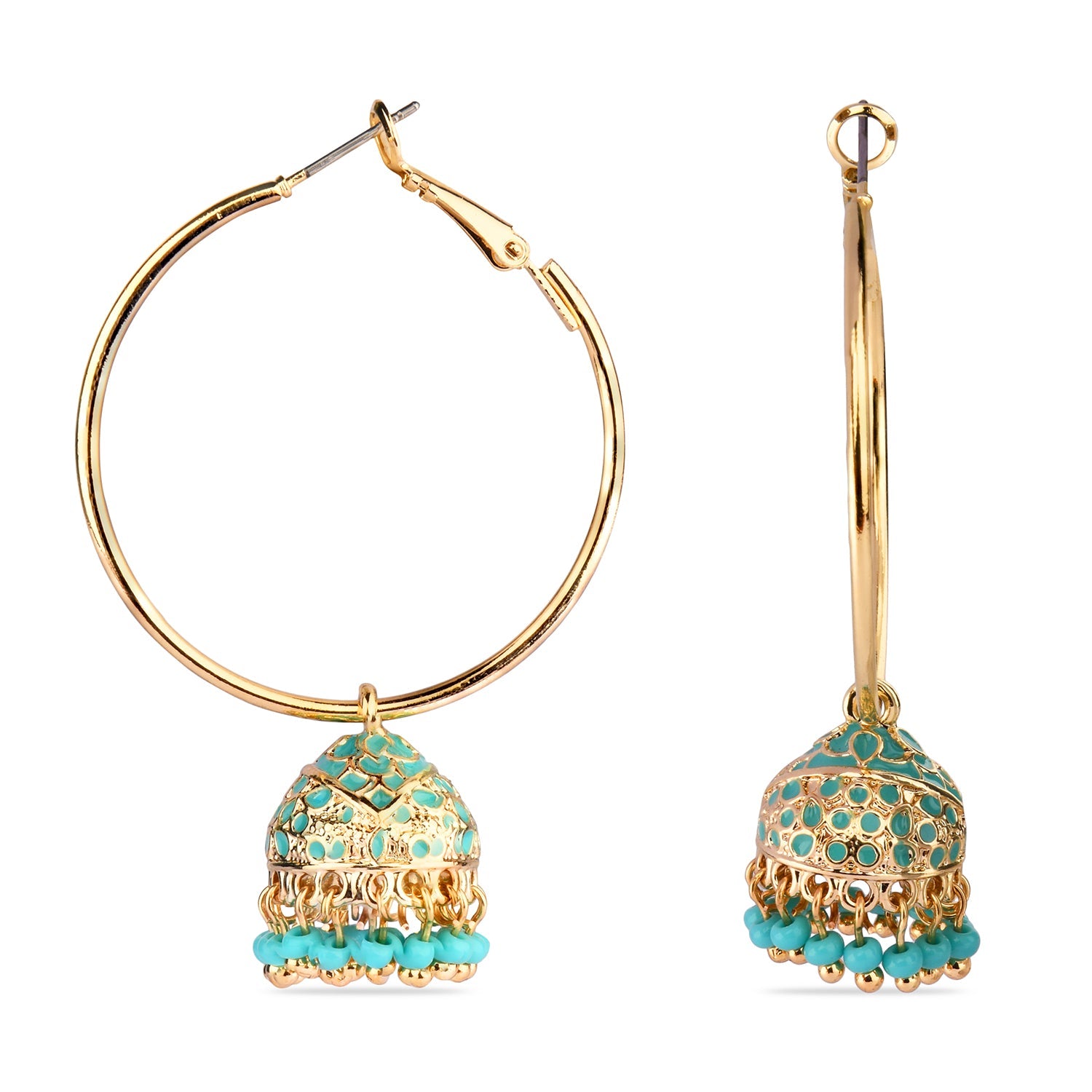 Accessorize London Women's Meenakari Teal Dome Jumka Earring