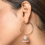 Accessorize London Women's Meenakari Pink Dome Jumka Earring