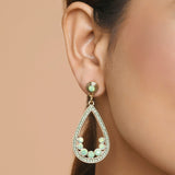 Accessorize London Women's Mint Green Studded Teardrop Hoop Earring