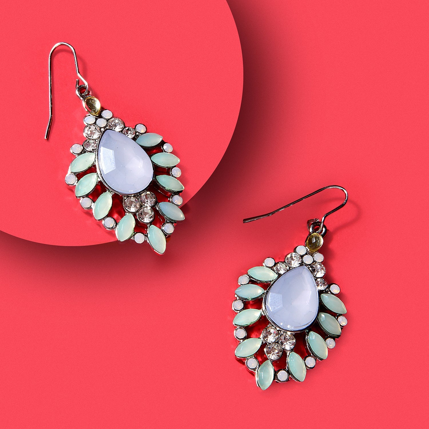 Accessorize London Women's Sea Green Floral Crystal Earring