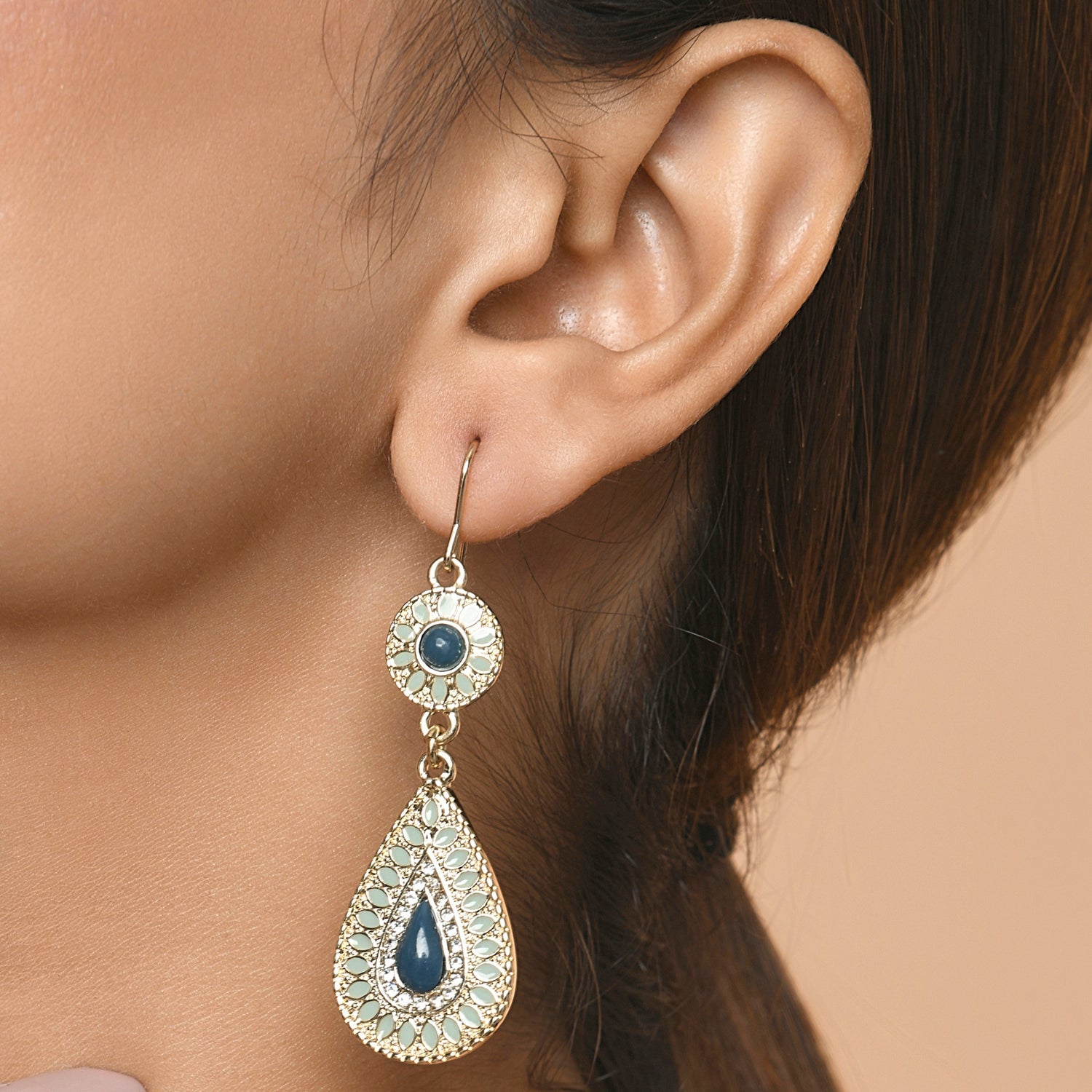 Accessorize London Women's Enamel Mint Green Teardrop Earring