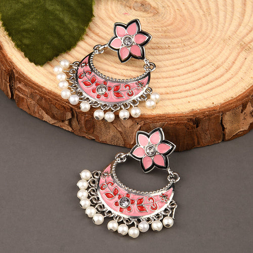 Accessorize London Women's Blush Pink Floral Chandbali Earring