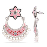 Accessorize London Women's Blush Pink Floral Chandbali Earring