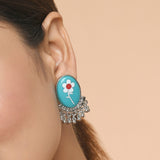Accessorize London Women's Turquoise Flower Tops Earring