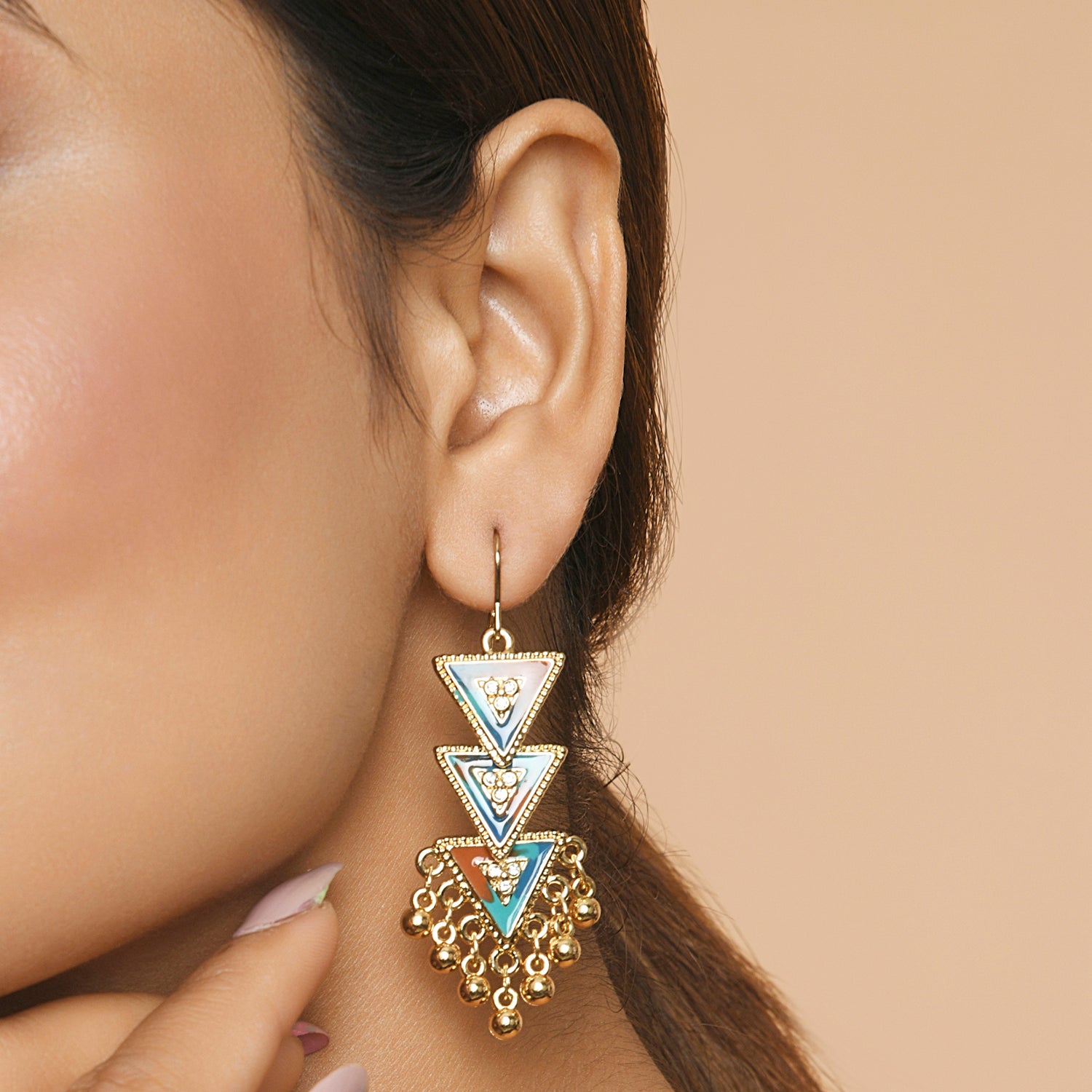 Accessorize London Women's Multi Color Triangle Drop Earring