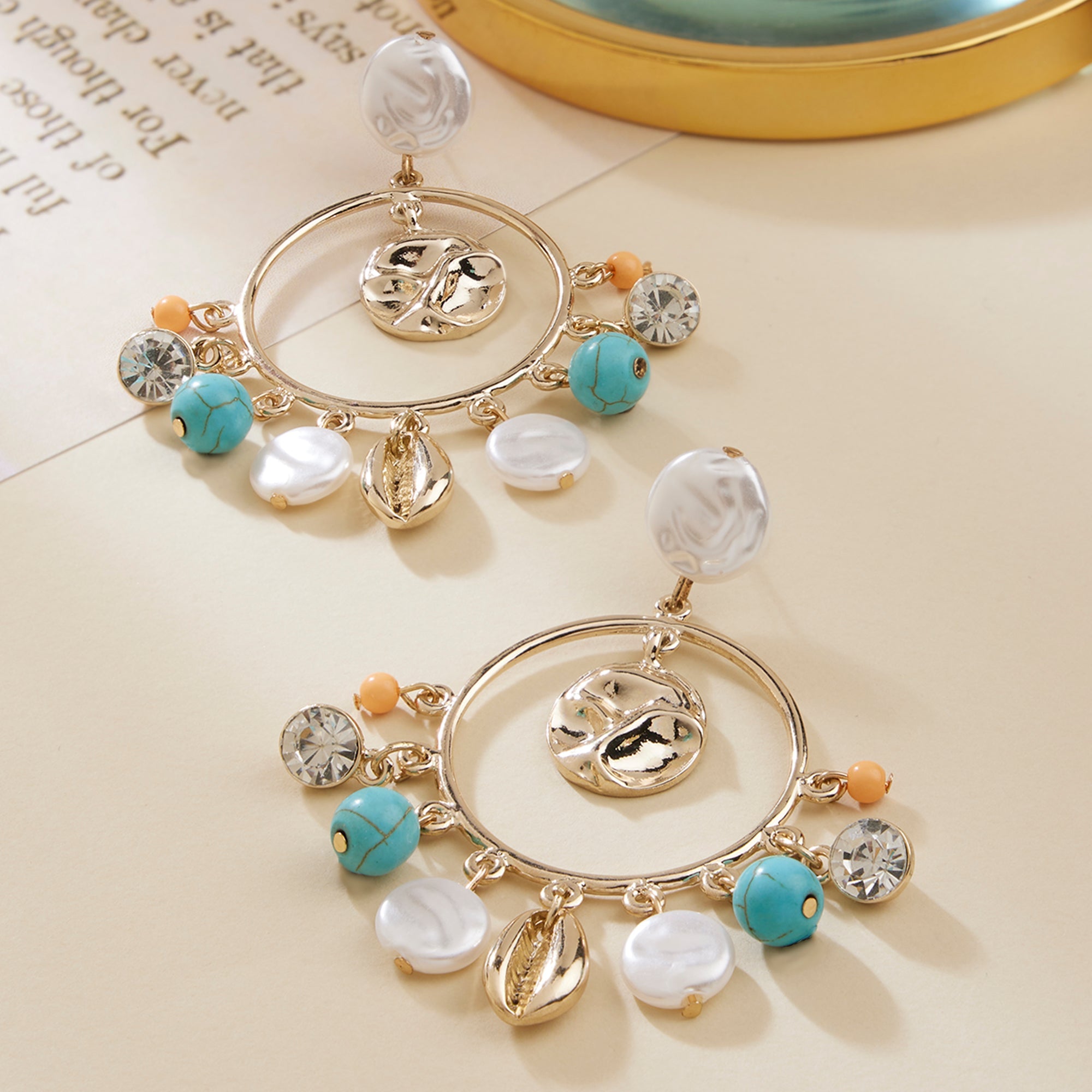 Accessorize London Women's Pearl & Charm Hoop Earring