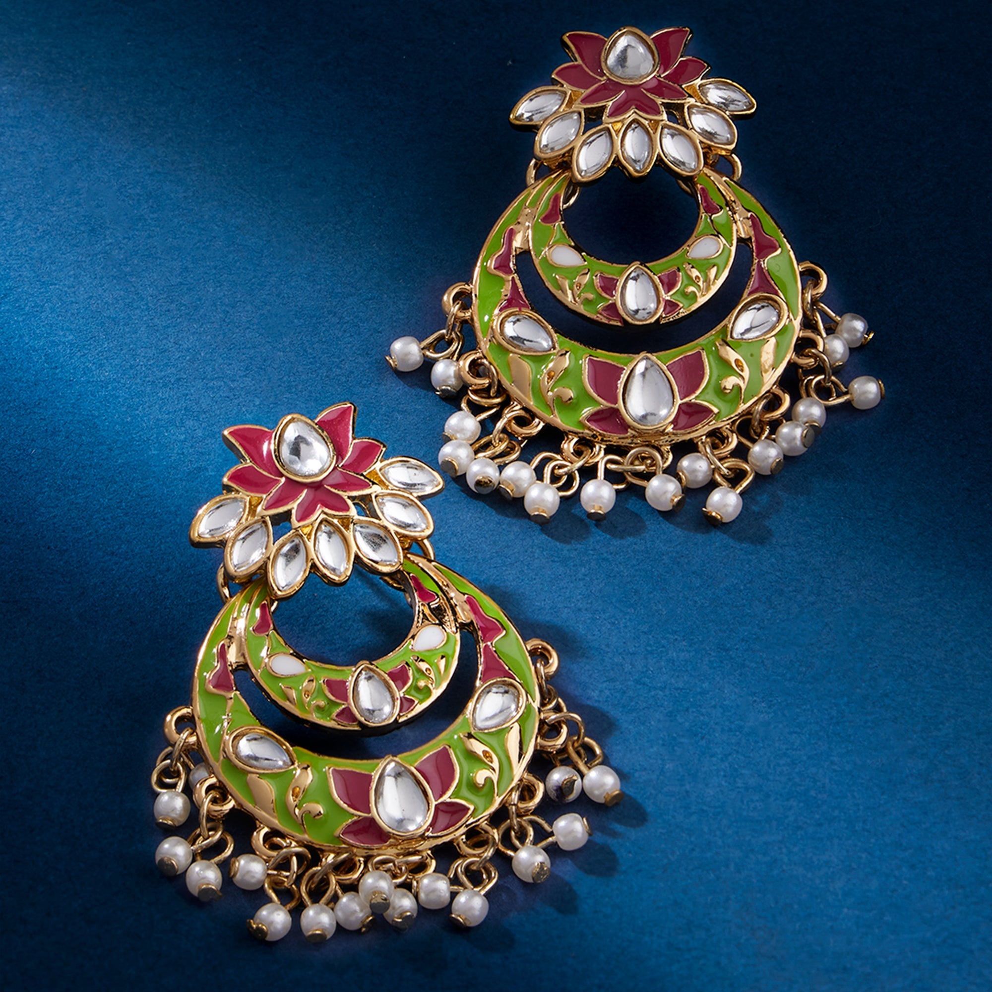 Accessorize London Women's Meenakari Flower Chandbali Earring