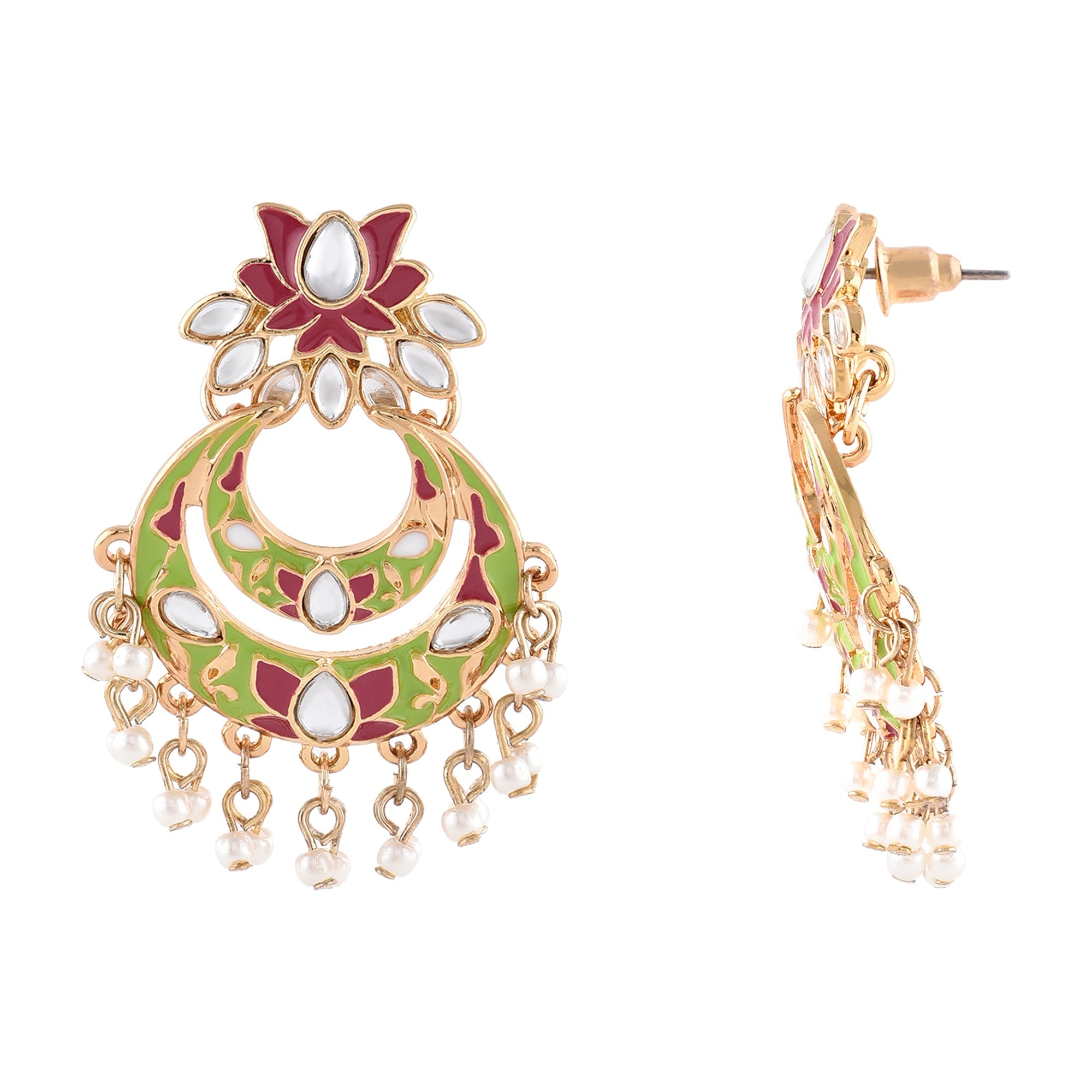 Accessorize London Women's Meenakari Flower Chandbali Earring