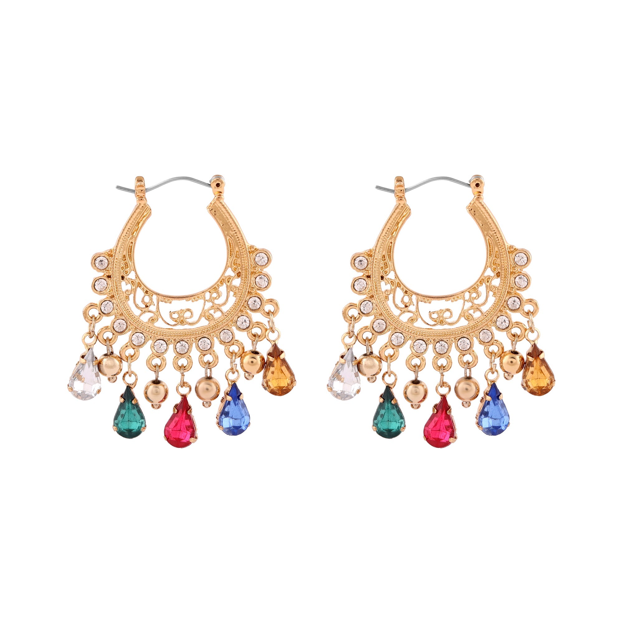 Accessorize London Women's Multi Color Filigree Chandbali Earring