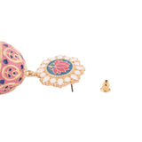 Accessorize London Women'S Enamel Blue And Pink Lotus Jhumka Earring