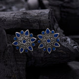 Accessorize London Women's Oxidised Flower Tops Earring