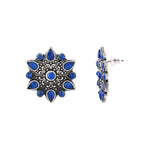 Accessorize London Women's Oxidised Flower Tops Earring
