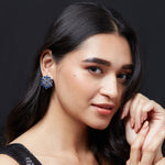 Accessorize London Women's Oxidised Flower Tops Earring
