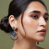 Accessorize London Women's Gold & Navy Chandbali Earring