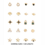 Accessorize London Women's Gold Reconnected Set of 10 Sparkle Stud Earring pack
