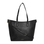 Accessorize London Women's Faux Leather Black Croc Daffodil tote bag