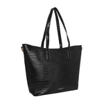 Accessorize London Women's Faux Leather Black Croc Daffodil tote bag