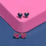 Accessorize London Women's Pink & Blue Feel Good Set of 2 Heart Enamel Studs Earring Pack