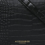 Accessorize London Women's Faux Leather Black Rosaline Handheld Bag
