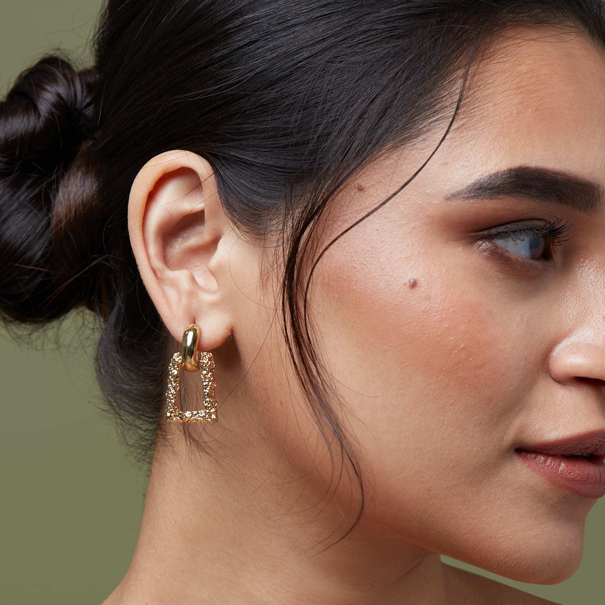 Accessorize London Women's Textured Gold Geo Doorknockers Earring