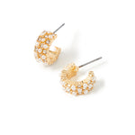 Accessorize London Women's Gold Berry Blush Diamante & Pearl Small Hoop Earring