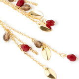 Accessorize London Women's Gold & Red Berry Blush Long Beaded Drop Earrings