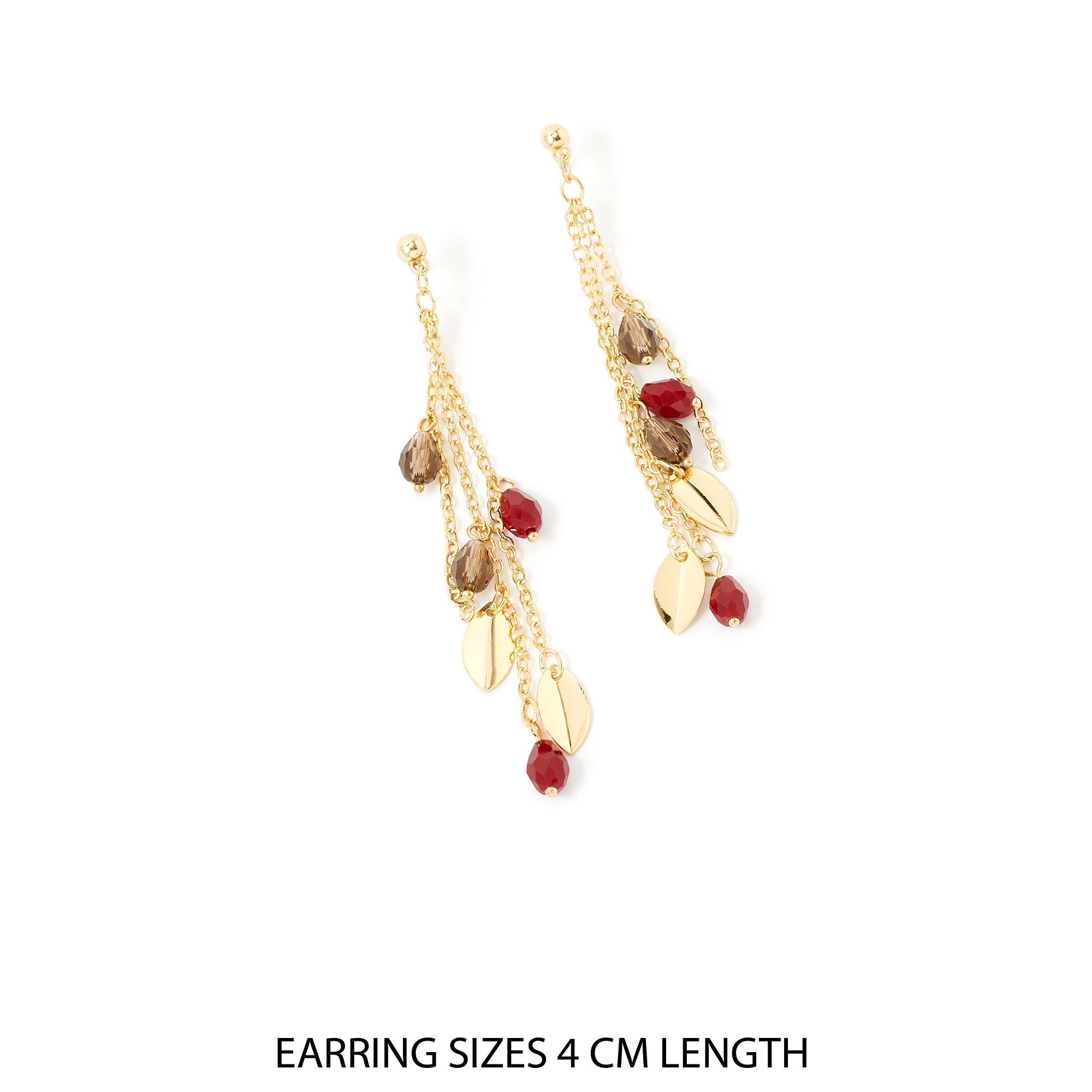 Accessorize London Women's Gold & Red Berry Blush Long Beaded Drop Earrings