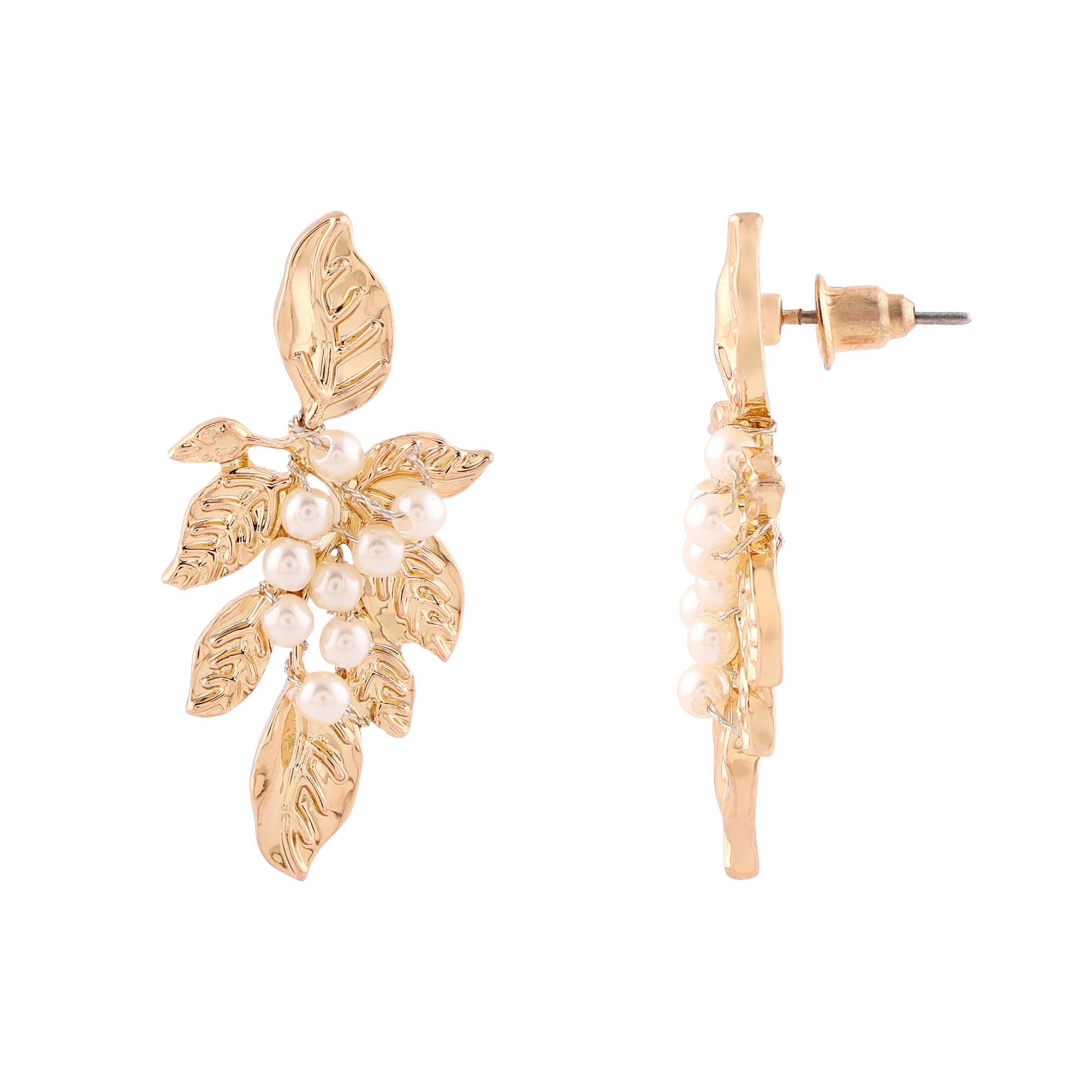 Accessorize London Women's Leaf Pearl Earrings