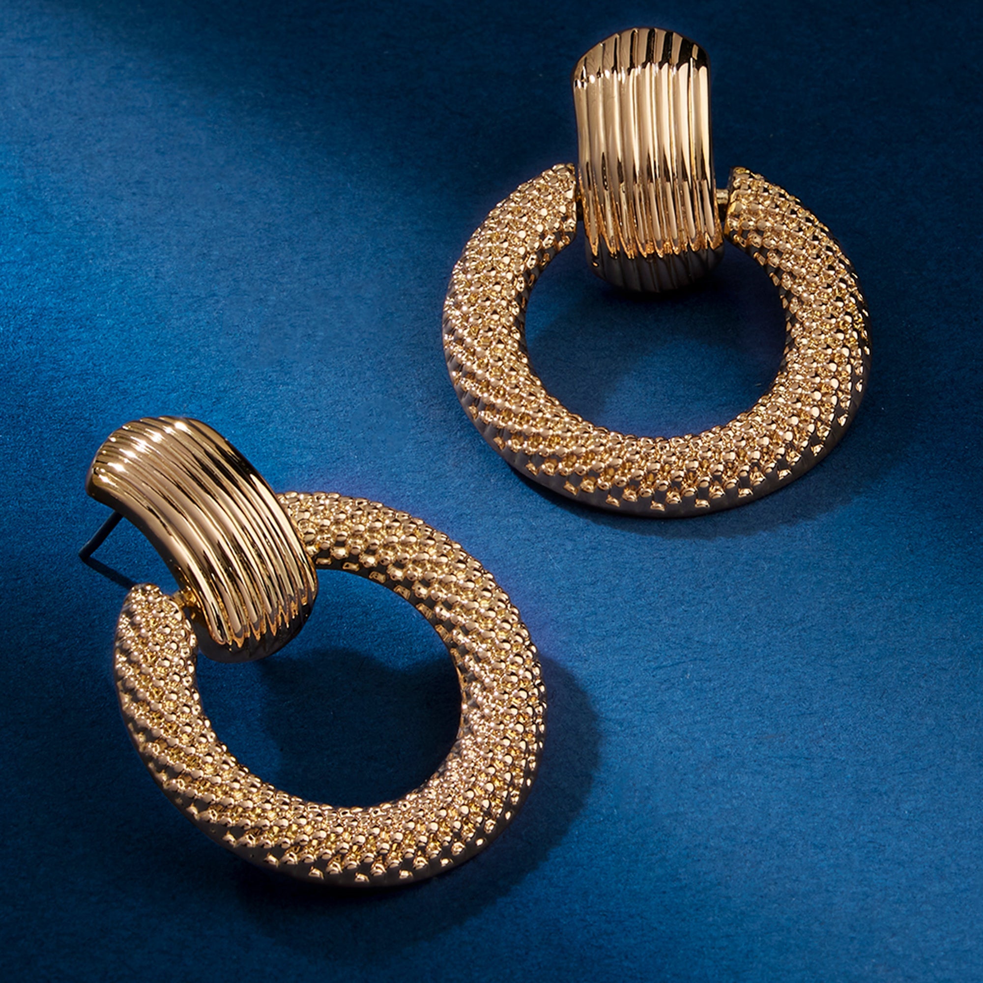 Accessorize London Women's Textured Gold Doorknockers Earrings