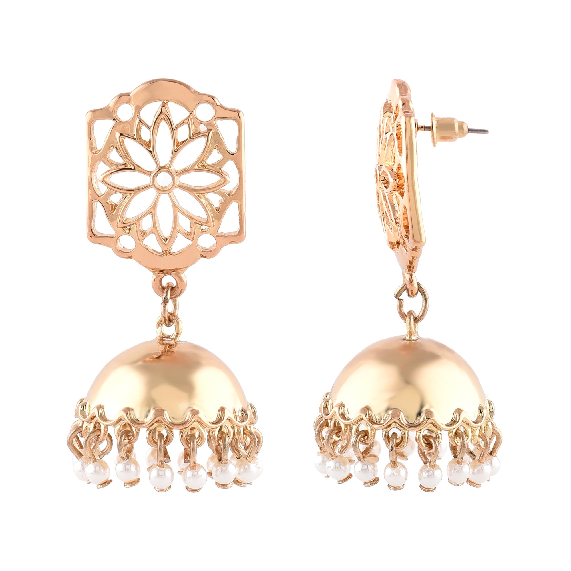 Gold Plated Black Stone Pearl Finish Jhumka Earring  ShopBollyWearCom