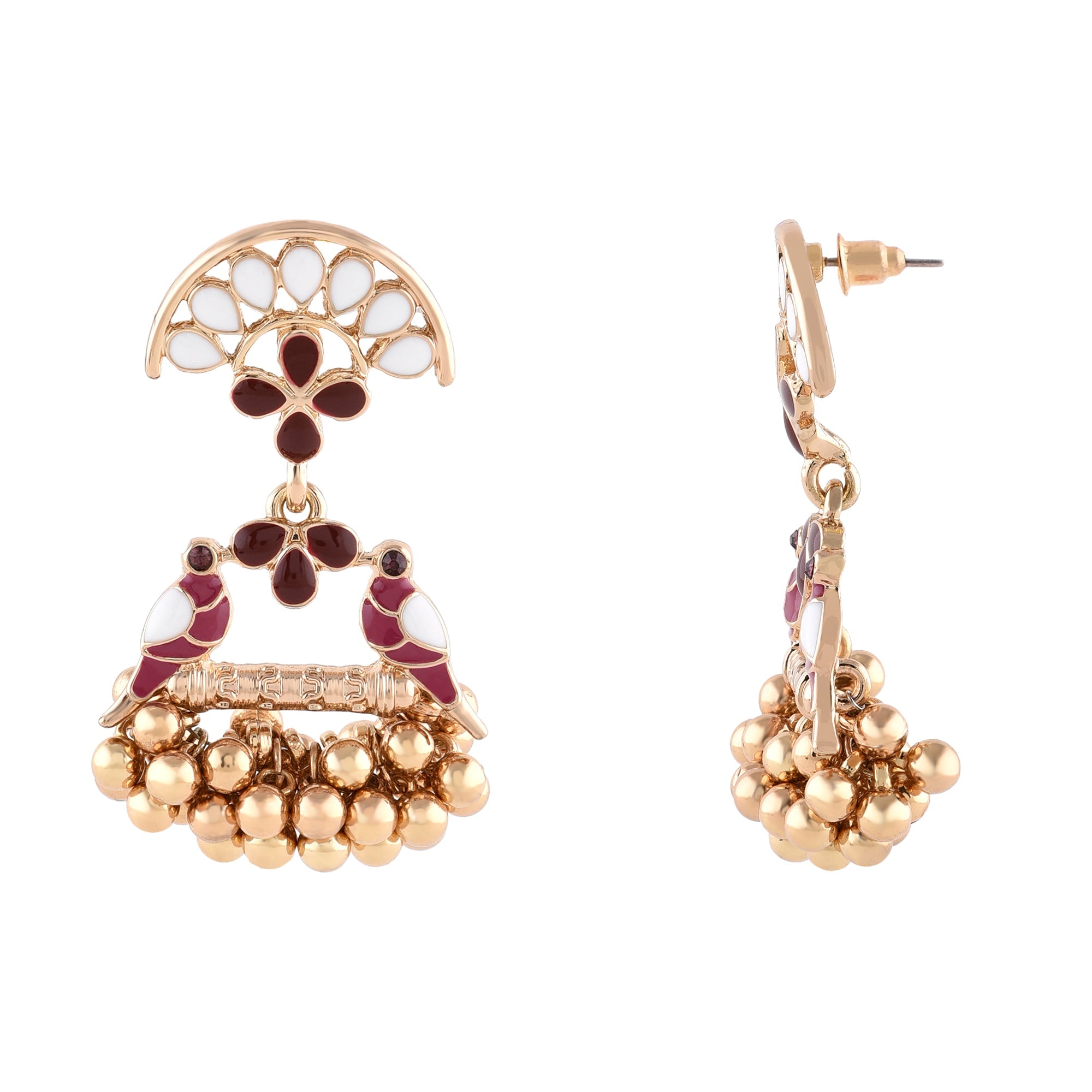 Accessorize London Women's Gold Bird Pearly Enamel Drop Earrings