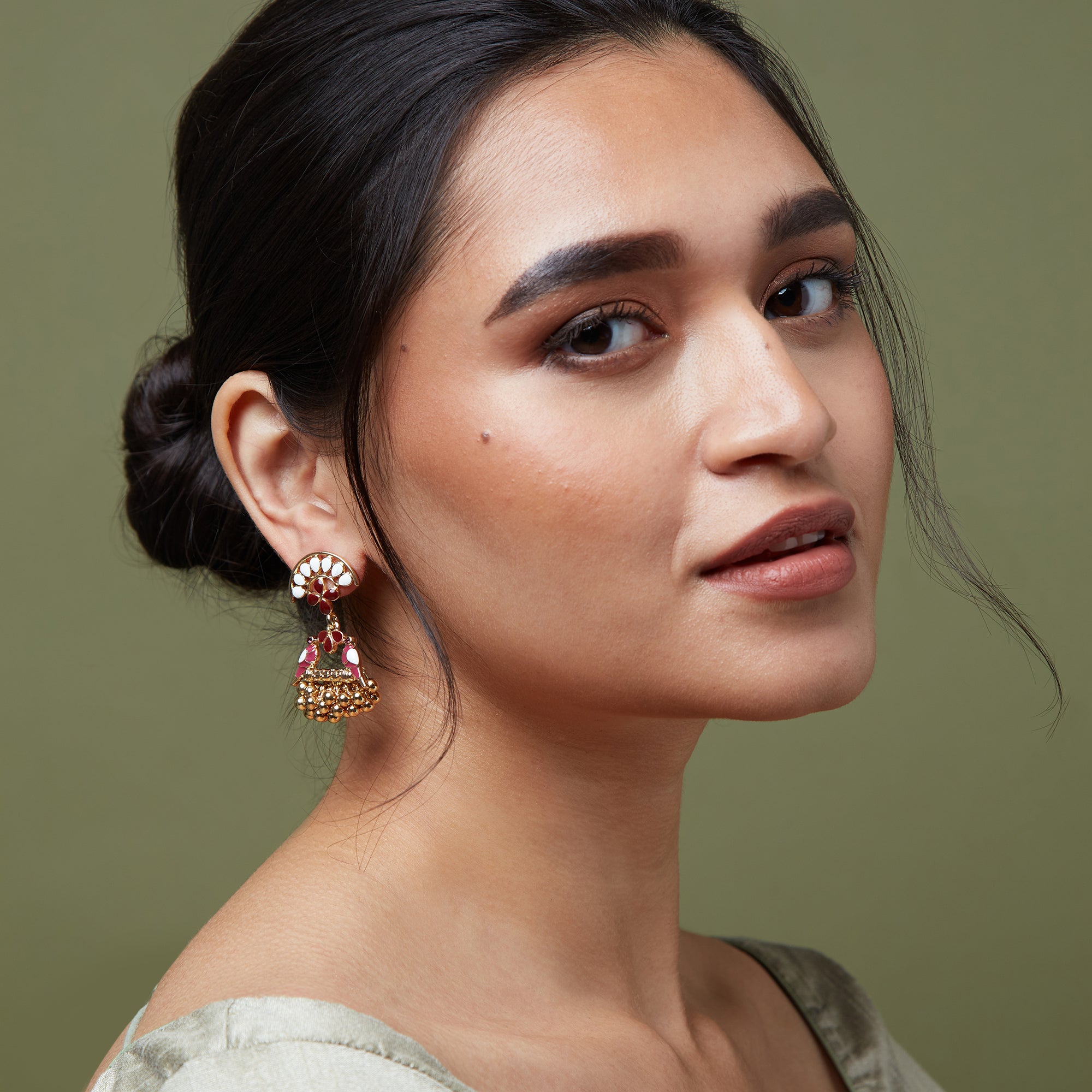 Accessorize London Women's Gold Bird Pearly Enamel Drop Earrings