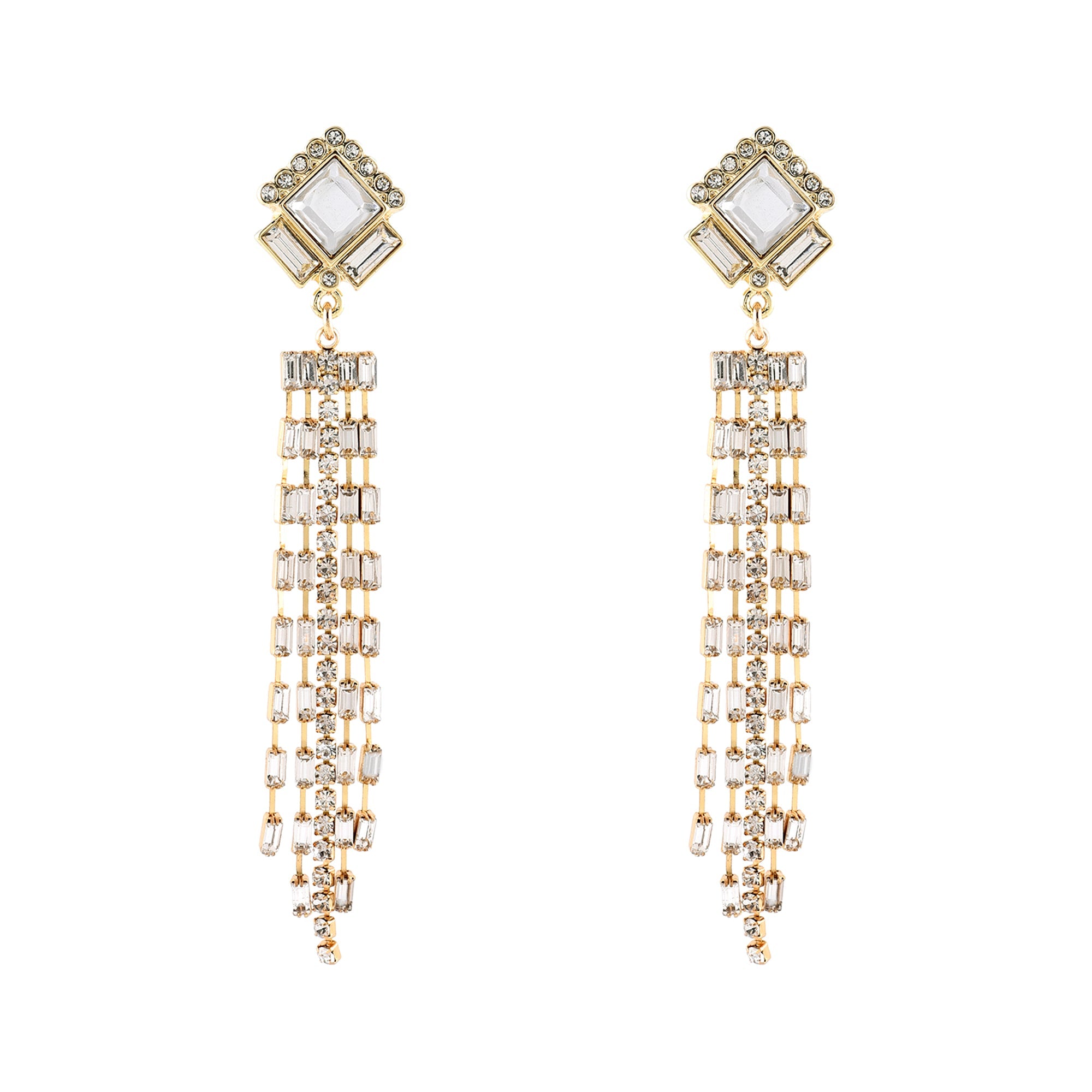 Accessorize London Women's Contemporizes Gold Crystal Deco Tassel Earring