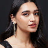 Accessorize London Women's Contemporizes Gold Crystal Deco Tassel Earring