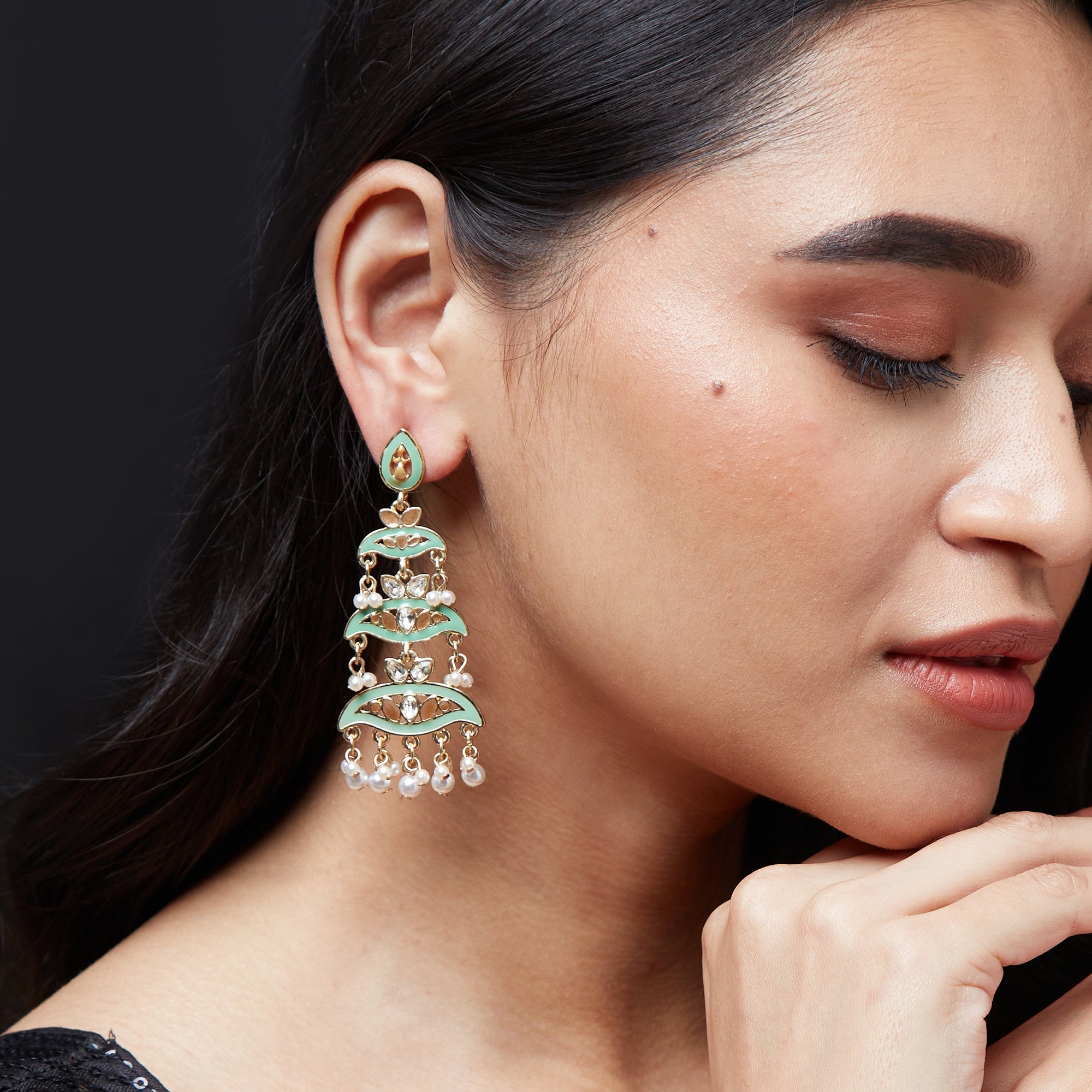Accessorize London Women'S Green Deco Long Drop Earring