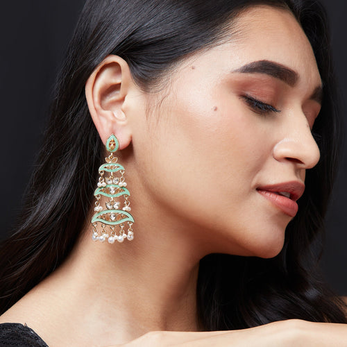 Accessorize London Women'S Green Deco Long Drop Earring