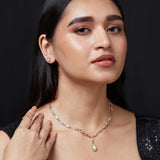 Accessorize London Women'S Silver Deco Crystal Necklace And Earring Set