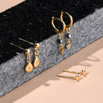 Real Gold Plated Set of 3 Celestial Facet Bead Drop Hoop Earring For Women By Accessorize London